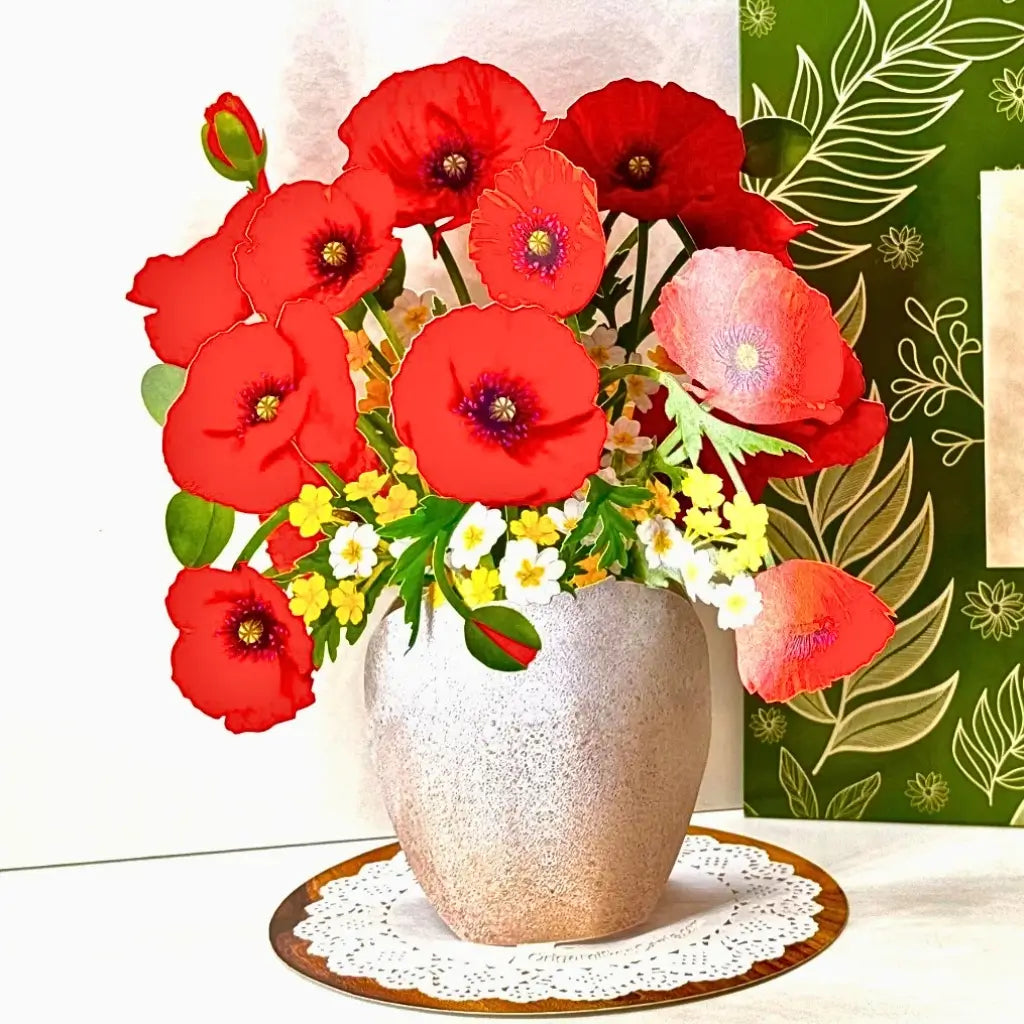 Red Poppy 3D Pop Up Flower Bouquet