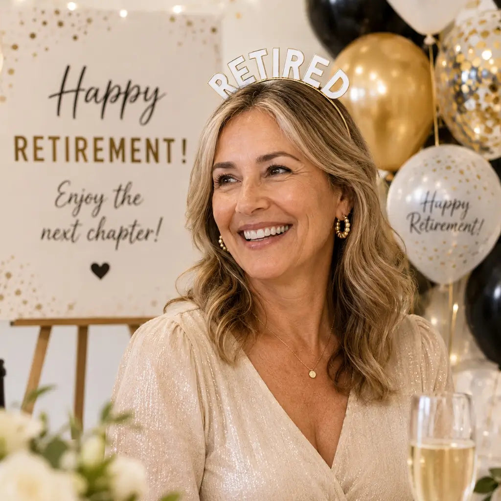 Elegant retired headband for retirement parties