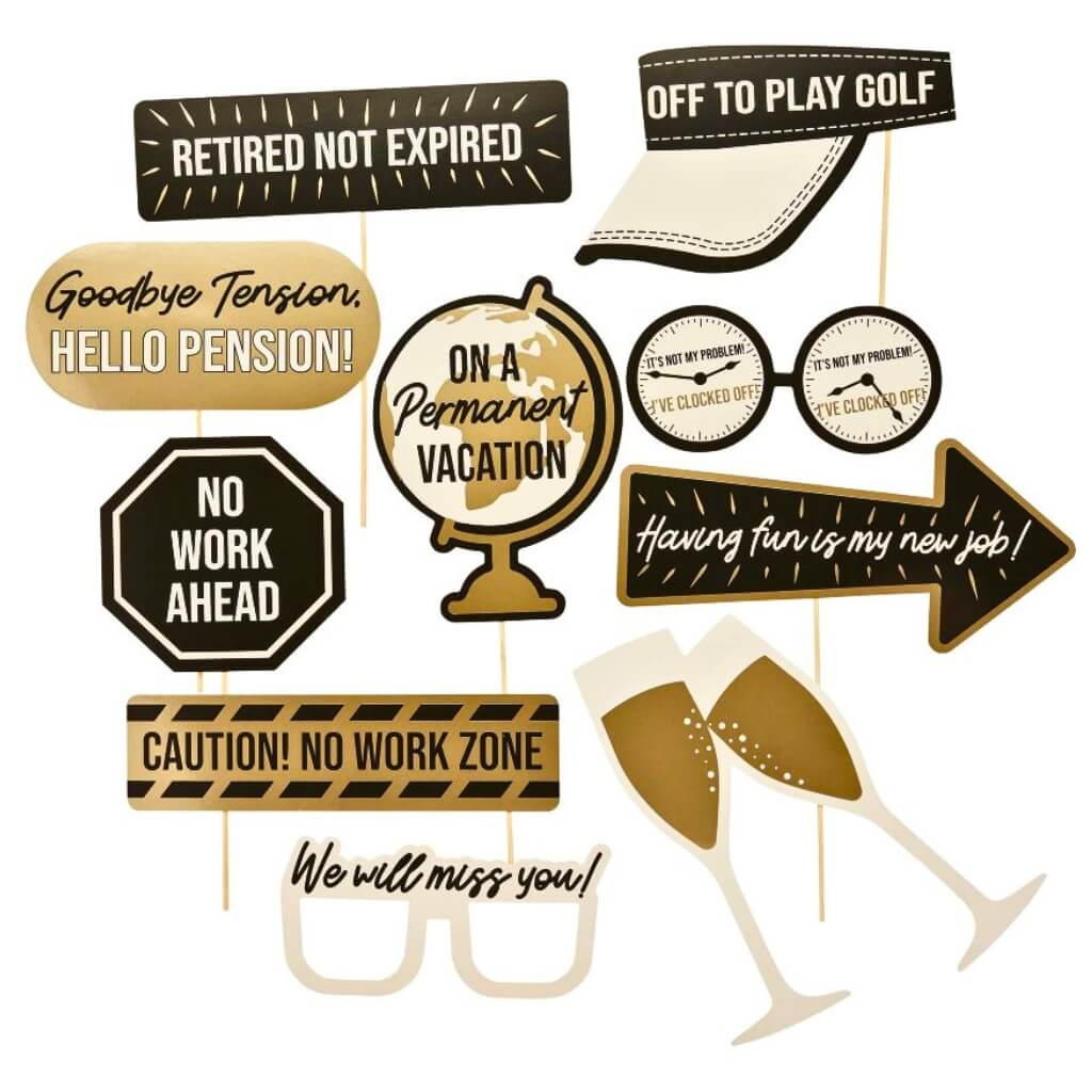 Happy Retirement Photo Booth Props 10 Pack