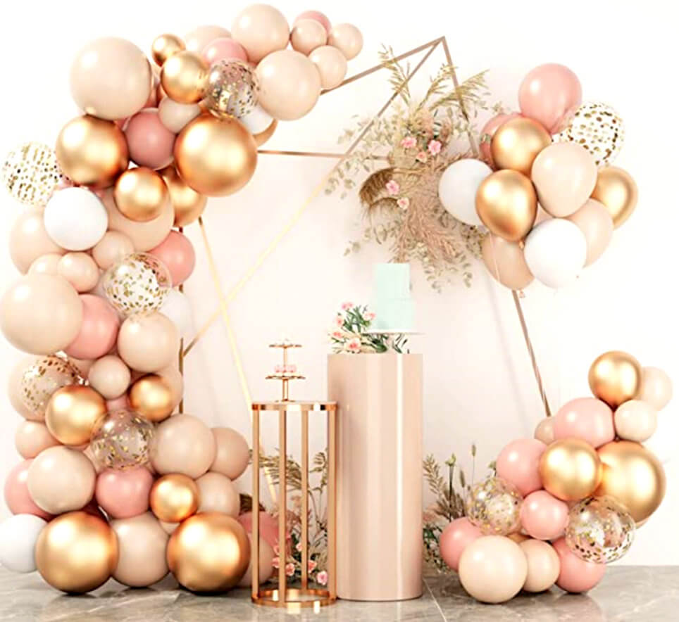 Balloon Garland DIY Kit - Retro Apricot, Pink & Chrome Gold