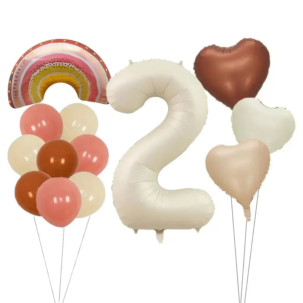 Retro Rainbow Heart Birthday Balloon Bouquet 13pk number 2