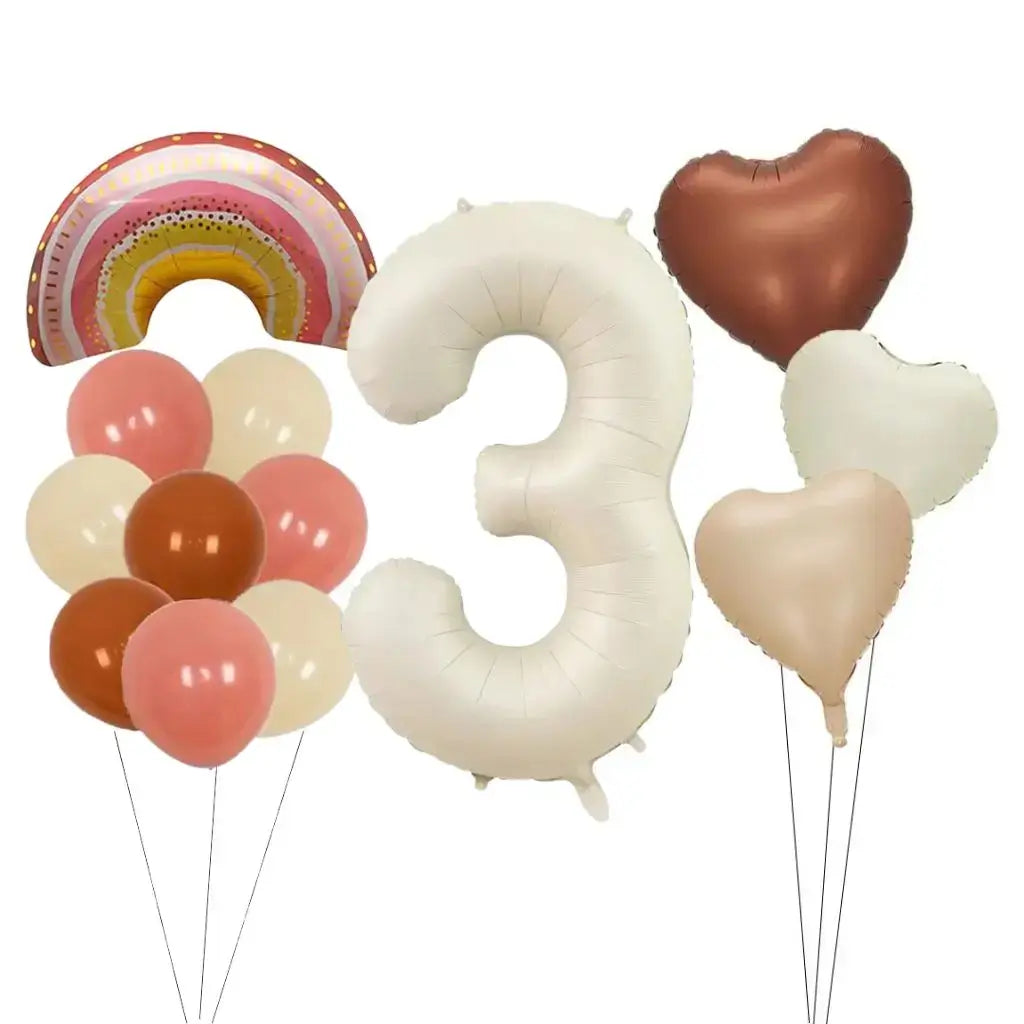 Retro Rainbow Heart Birthday Balloon Bouquet 13pk number 3