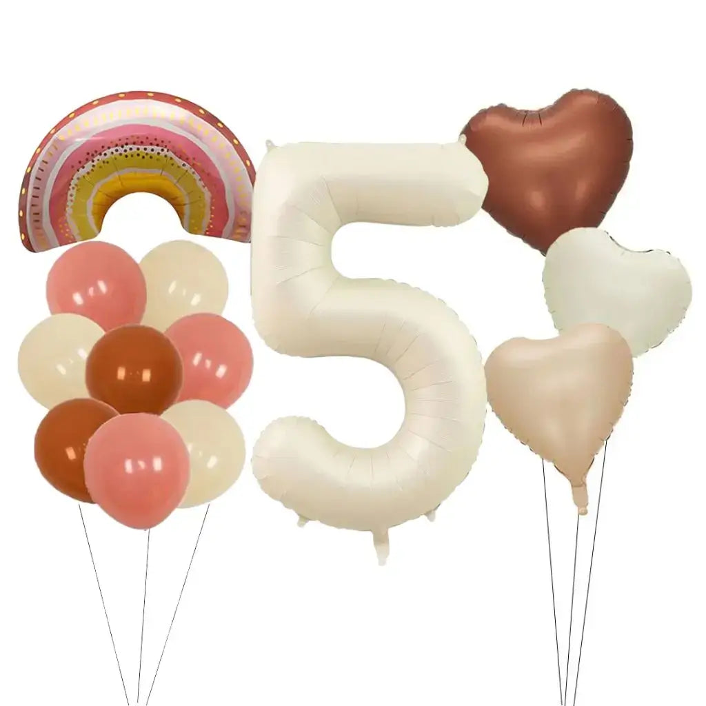Retro Rainbow Heart Birthday Balloon Bouquet 13pk number 5