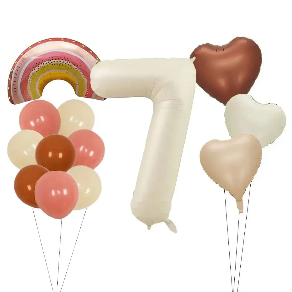 Retro Rainbow Heart Birthday Balloon Bouquet 13pk number 7