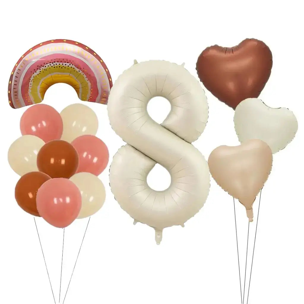 Retro Rainbow Heart Birthday Balloon Bouquet 13pk number 8