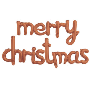 Chocolate Merry Christmas Cursive Script Foil Balloon Banner