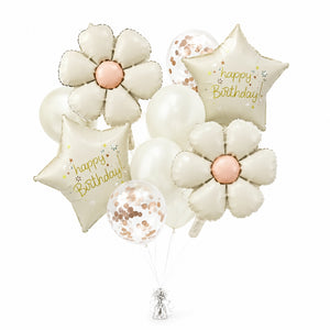 Matte cream happy birthday daisy balloon boquet