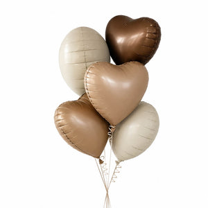 Modern neutral boho birthday heart foil balloons