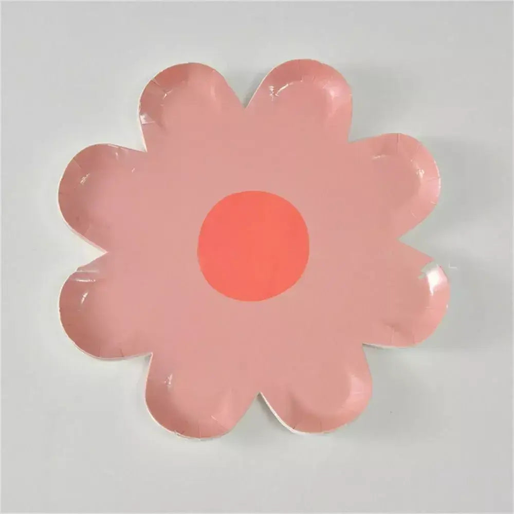 Retro Pink Daisy Paper Plates 17cm 10pk