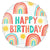 Retro Rainbow Happy Birthday Round Foil Balloon