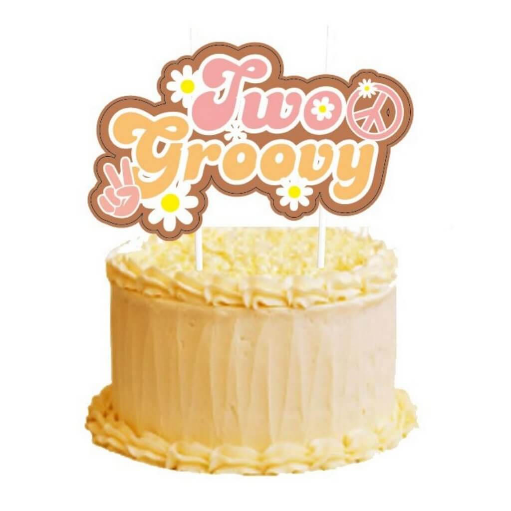 Retro Two Groovy Cake Topper