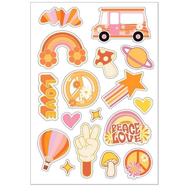 Packing Sticker Groovy Retro Two Groovy Paper Stickers 9 Sheets 130 Stickers