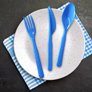 Reusable Blue Plastic Cutlery Set 18pk