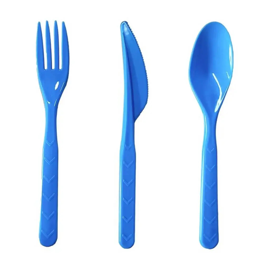 Reusable Blue Plastic Cutlery Set 18pk