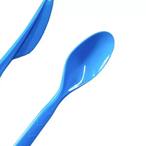 Reusable Blue Plastic Cutlery Set 18pk