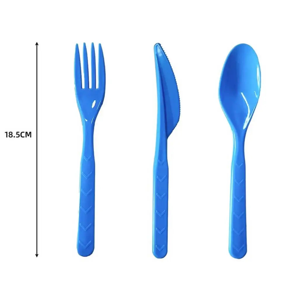 Reusable Blue Plastic Cutlery Set 18pk