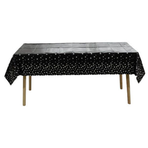 Rectangular Silver Star Black Plastic Table Cover
