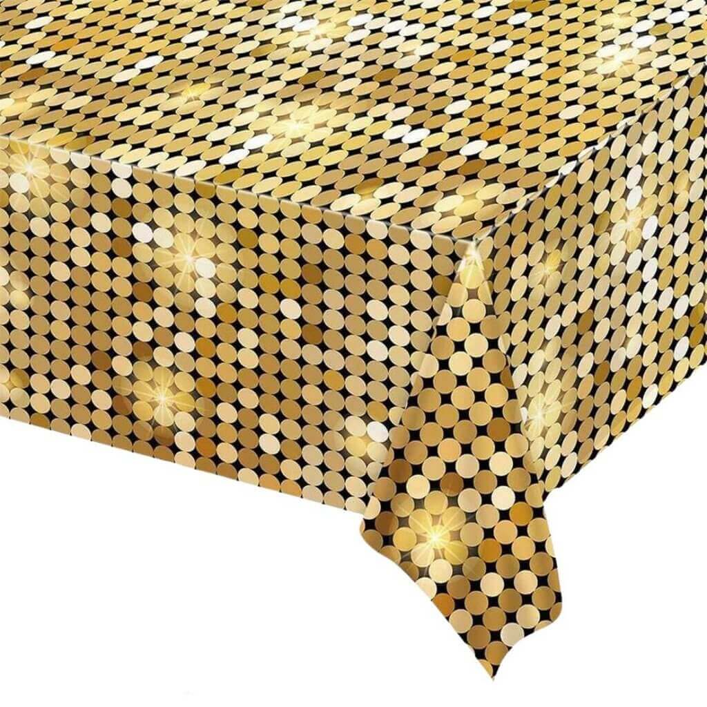 Gold Disco Party Plastic Table Cover