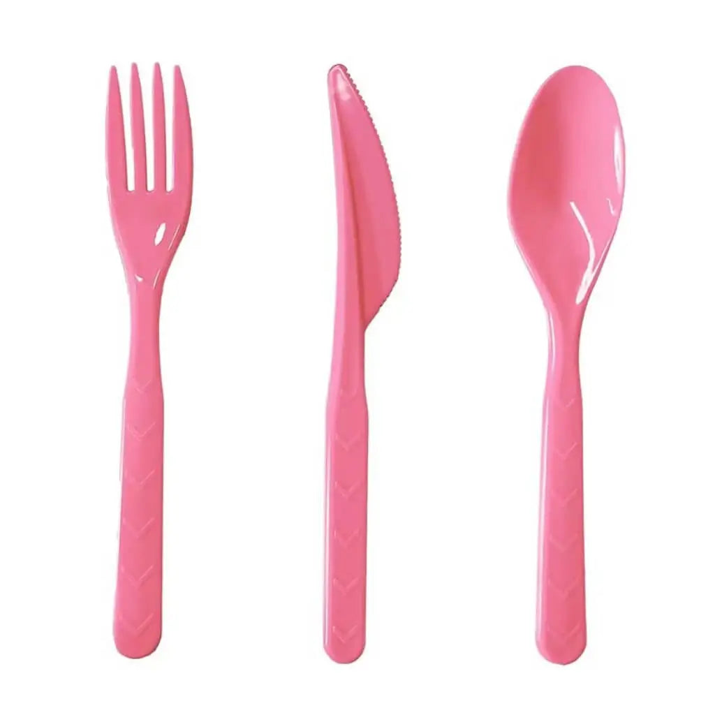 Reusable Pink Plastic Cutlery Set 18pk