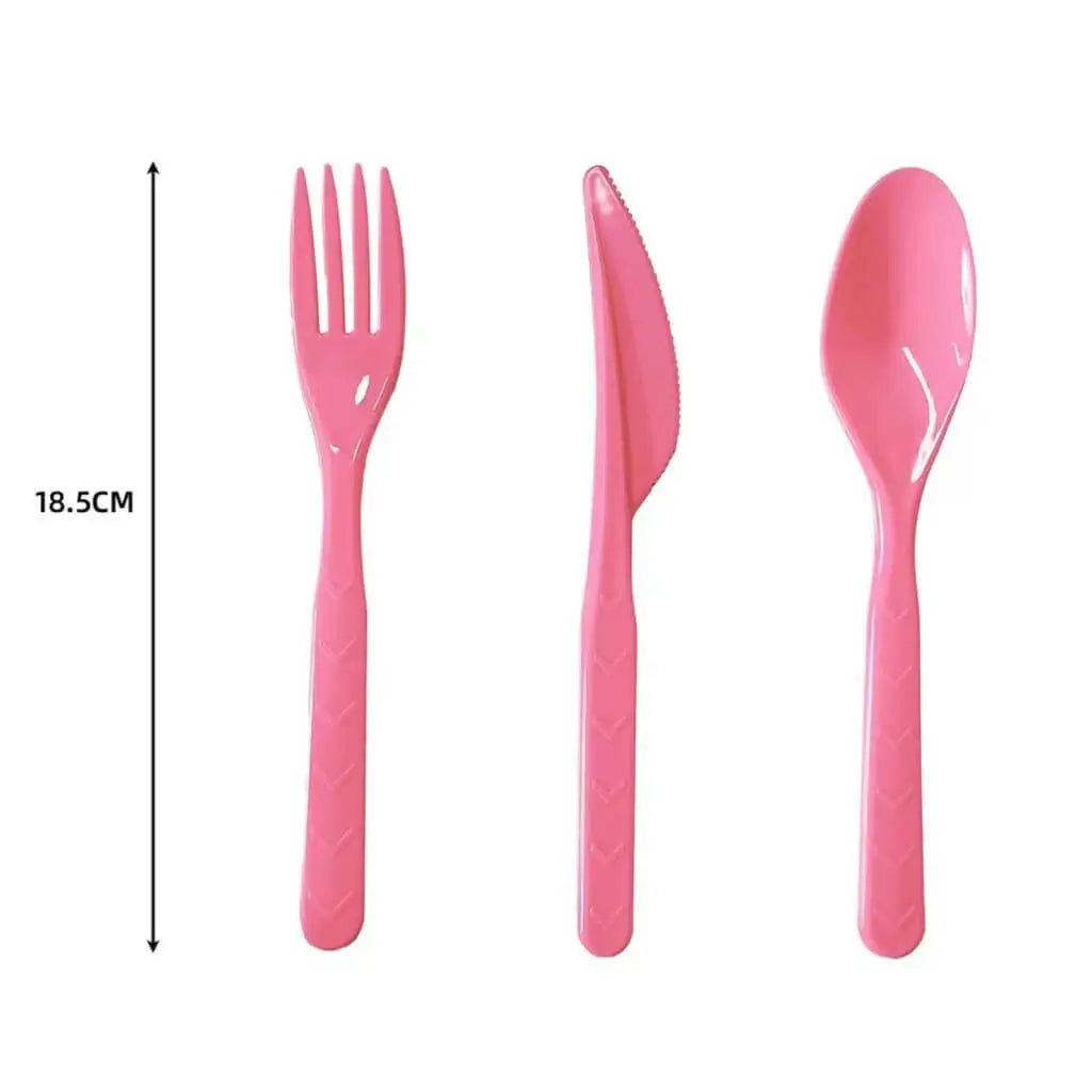 Reusable Pink Plastic Cutlery Set 18pk