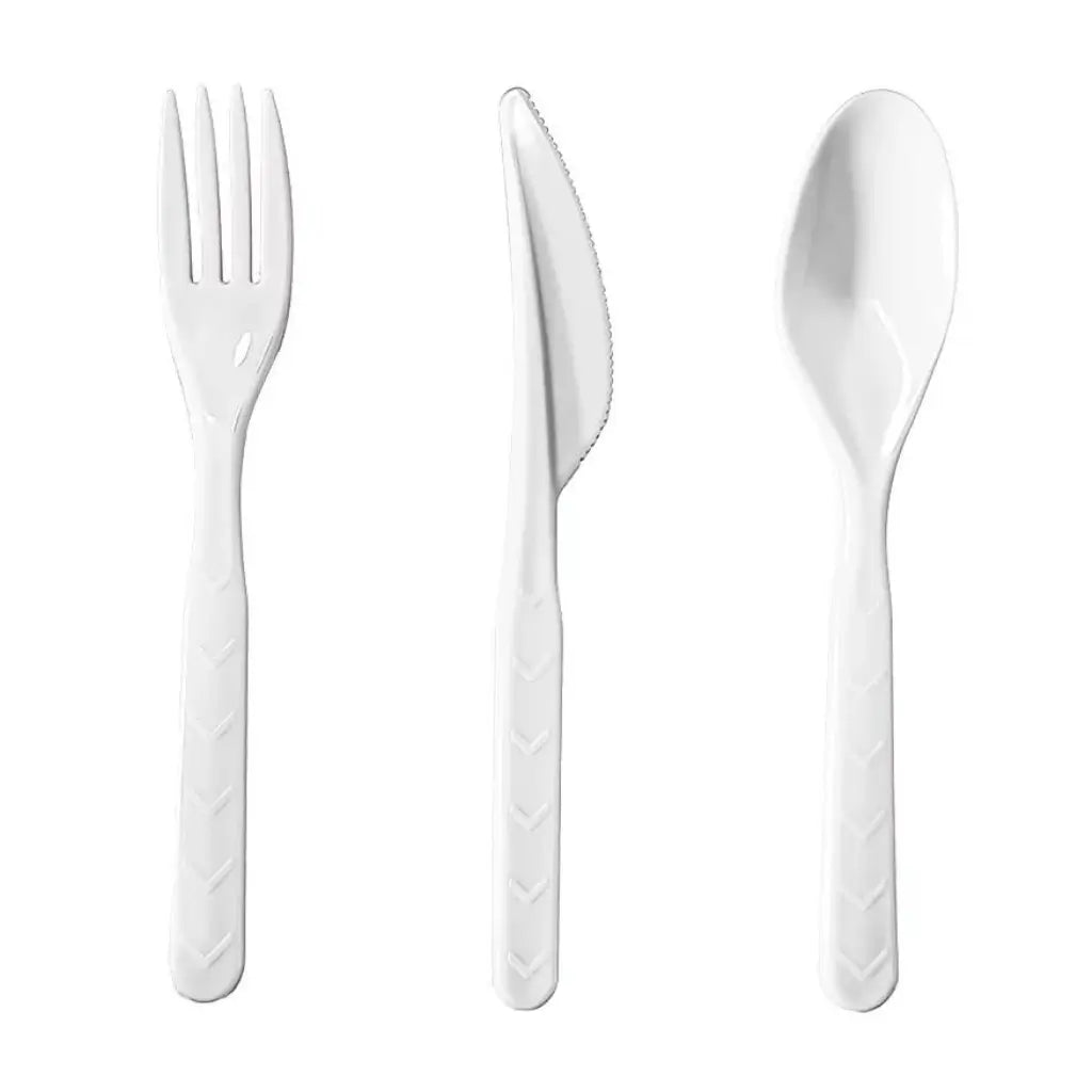 Reusable White Plastic Cutlery Set 18pk