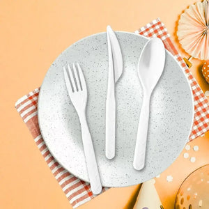 Reusable White Plastic Cutlery Set 18pk