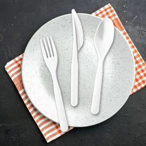 Reusable White Plastic Cutlery Set 18pk