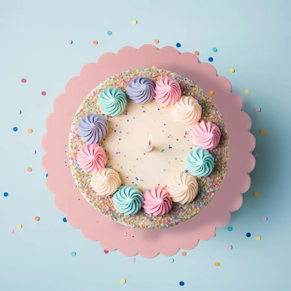 Papyrus pastel pink scalloped cake board measuring 25.4cm