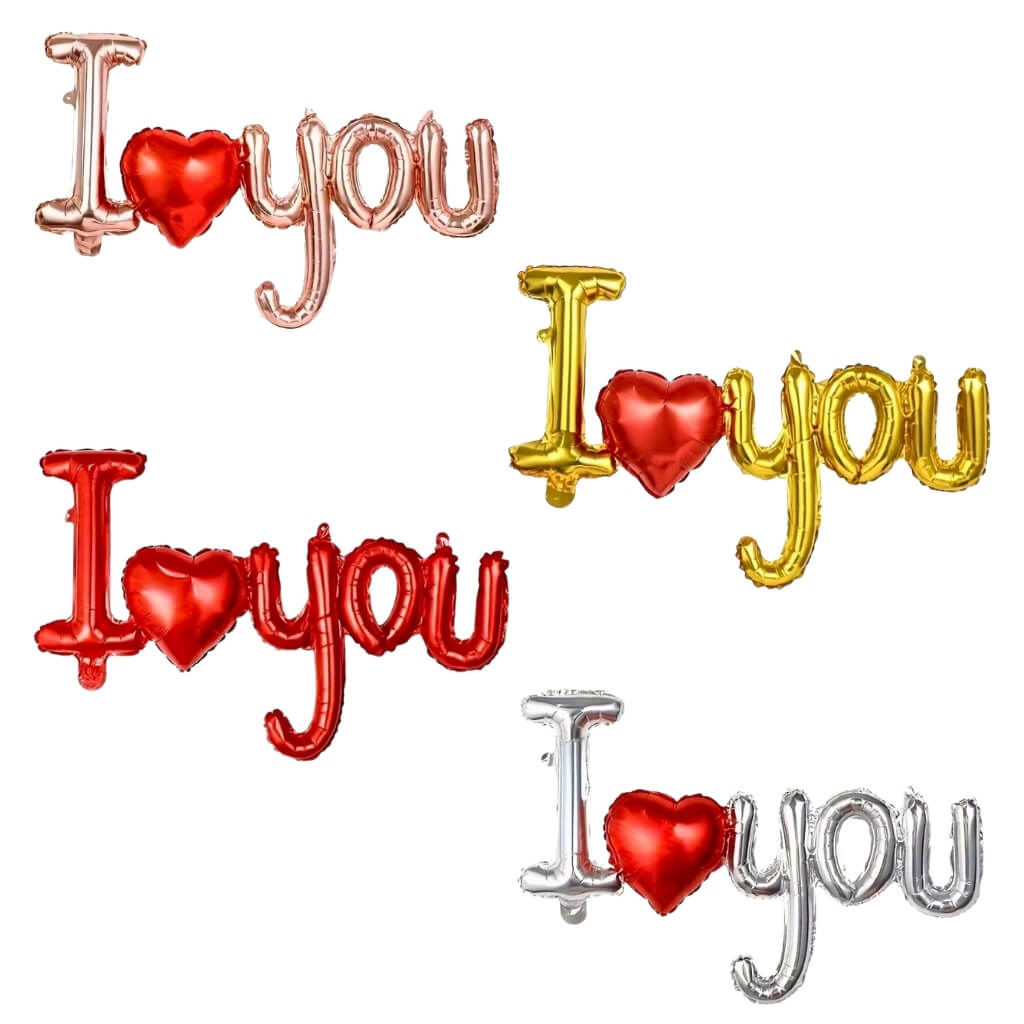 I Love You foil balloon with red heart 4 colours valentines day decor
