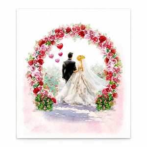 Wedding pop up card pink red rose arch cover