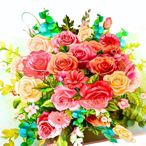 Floral rose garden pop up greeting card