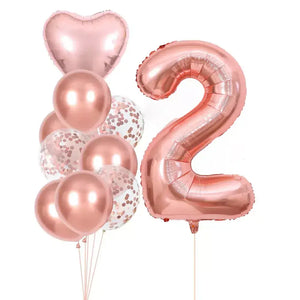 Rose Gold All Age Birthday Balloon Bundle 10pk age 2