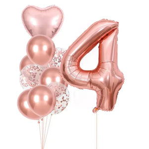 Rose Gold All Age Birthday Balloon Bundle 10pk age 4