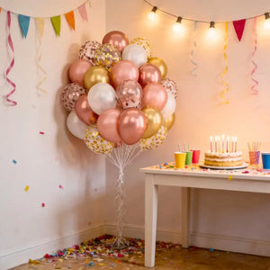 Rose gold and gold balloon set