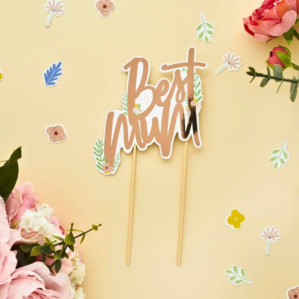 Rose gold Best Mum cake topper for Mother’s Day celebration