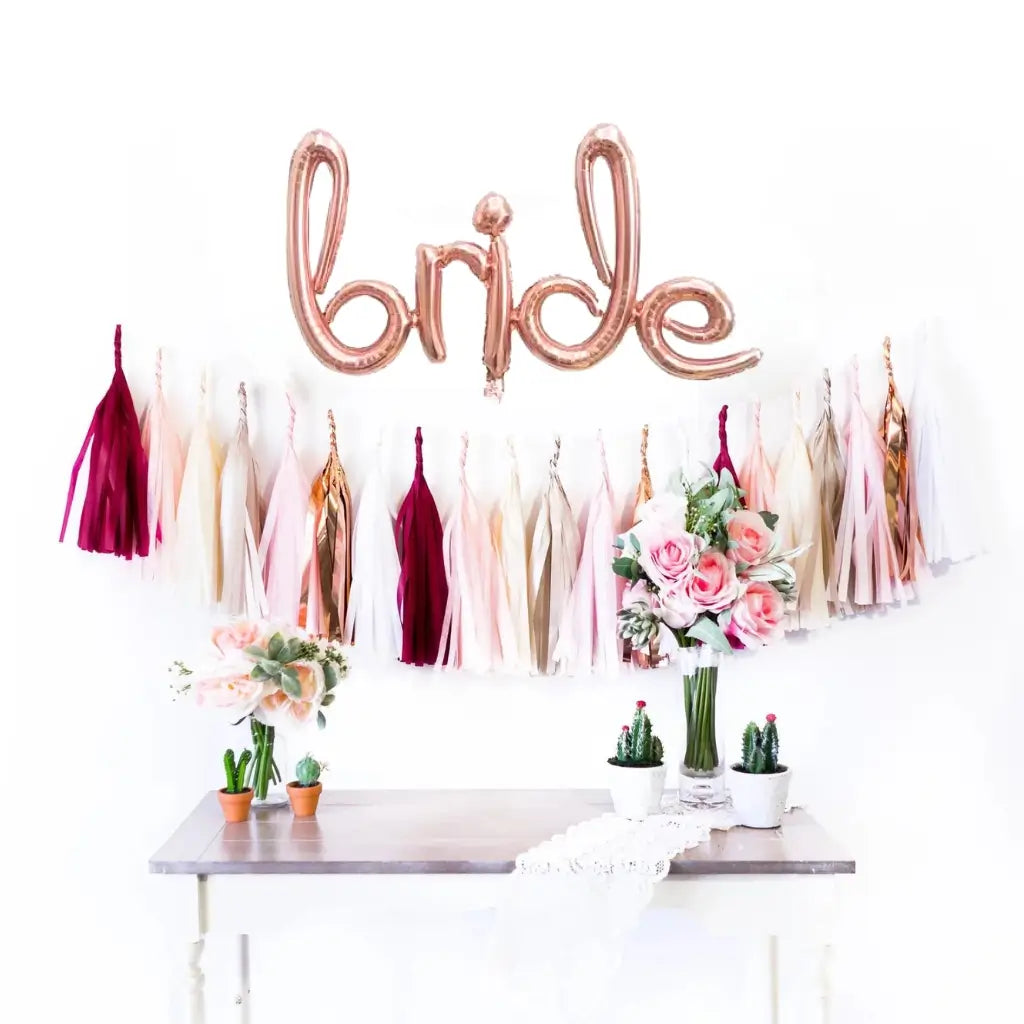 Online Party Supplies Rose Gold 'BRIDE' Script Wedding Foil Balloon Decorations