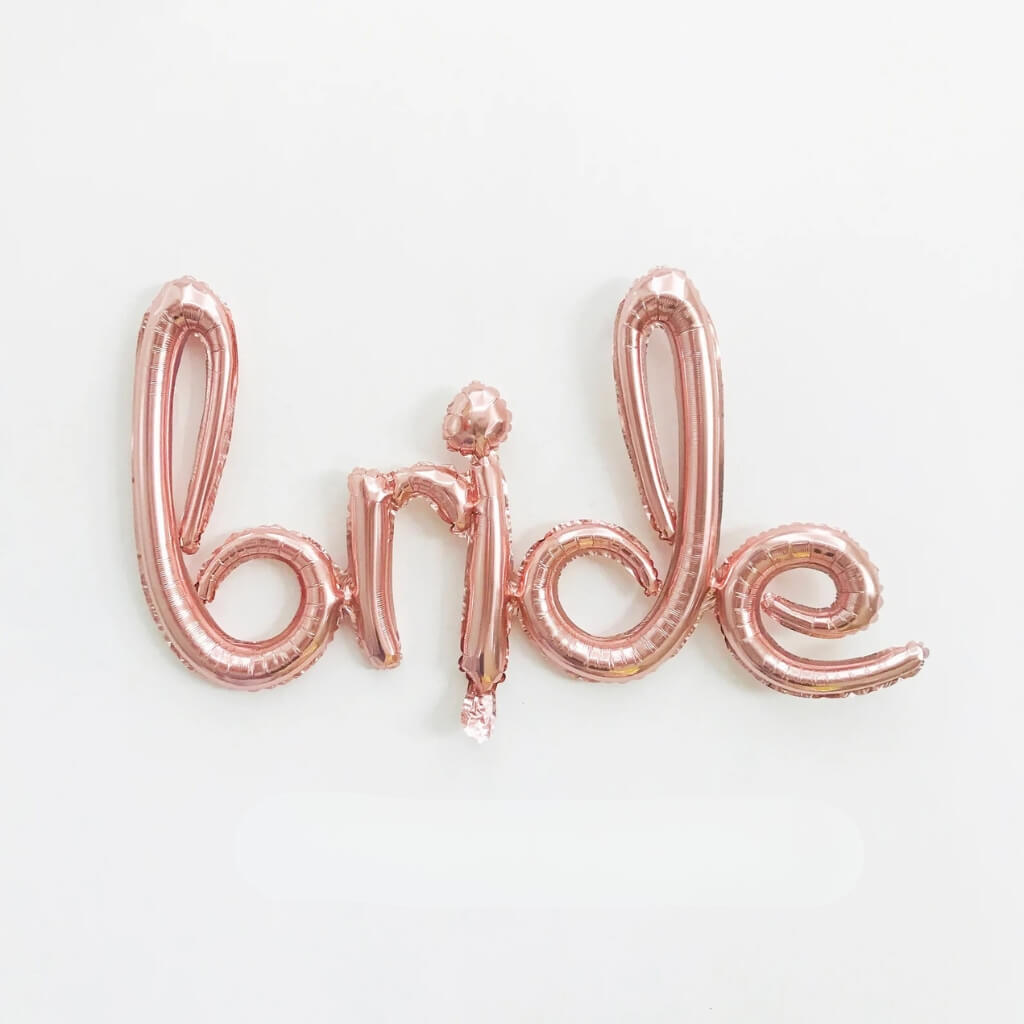 Rose Gold "Bride" Script Foil Balloon Banner