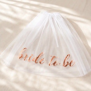 Rose Gold Bride To Be White Veil with Comb