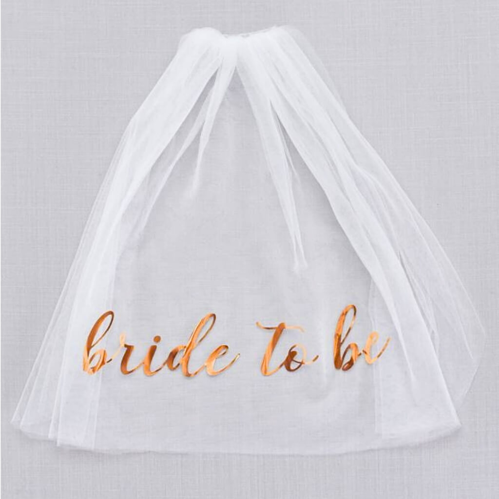 Rose gold Bride To Be veil with comb for hen party celebrations
