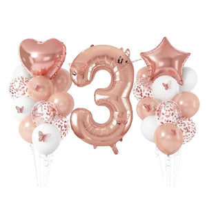 Metallic Rose Gold & Butterfly Birthday Balloon Bundle 24pk number 3