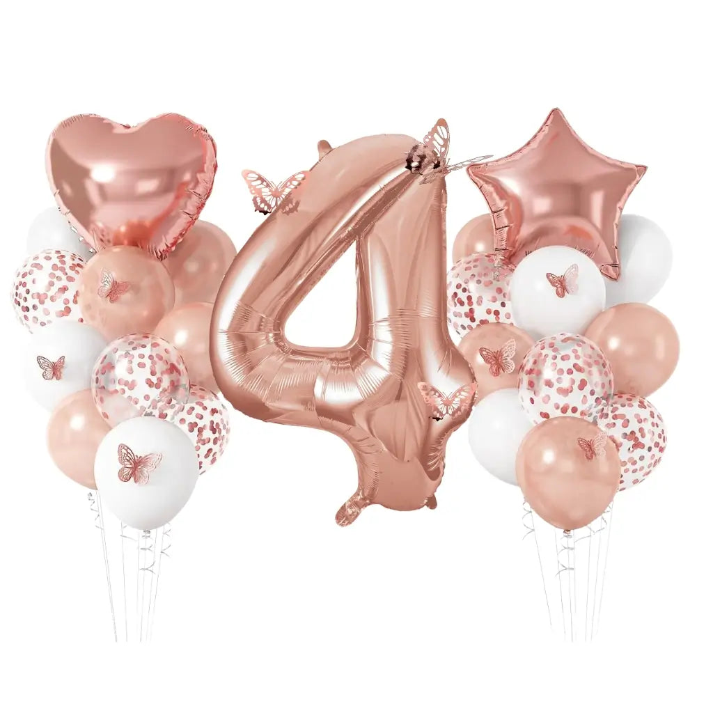 Metallic Rose Gold & Butterfly Birthday Balloon Bundle 24pk number 4
