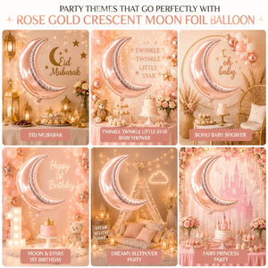 Rose Gold Crescent Moon Shaped Foil Balloon party decoration ideas