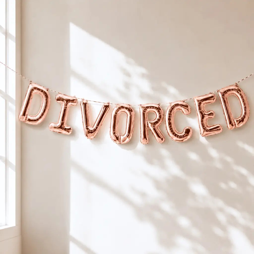 16-inch Rose Gold 'DIVORCED' Letter Foil Balloon Banner - Divorce Party Decorations.