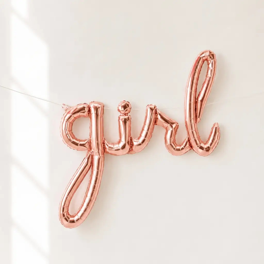 Rose Gold 'Girl' Script Baby Shower Foil Balloon