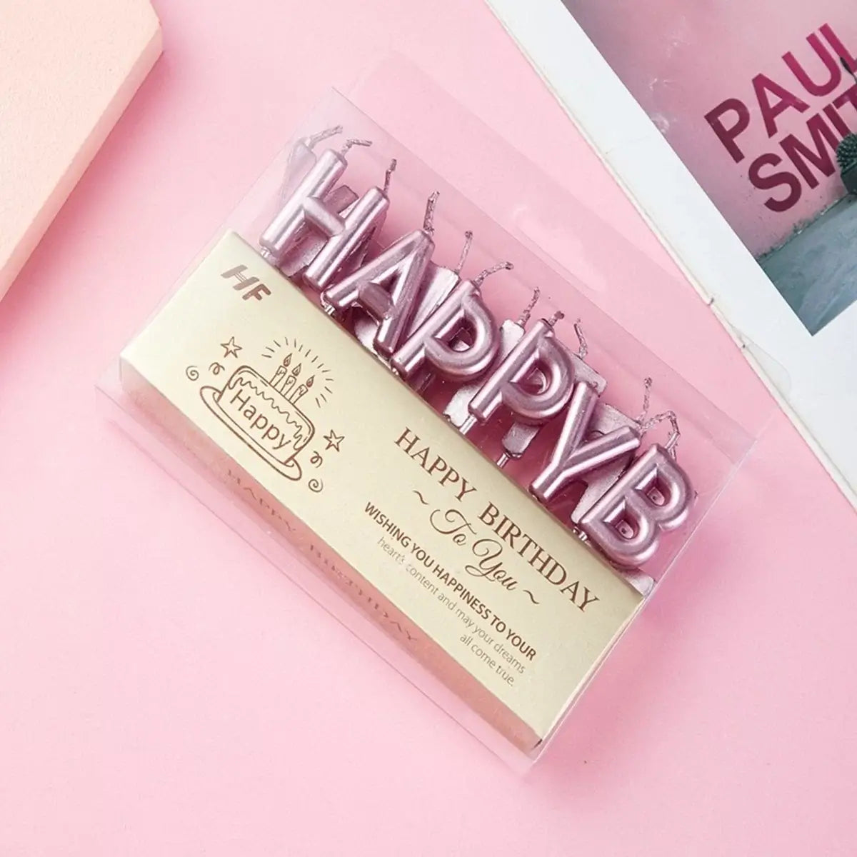 Rose Gold 'Happy Birthday' Candles