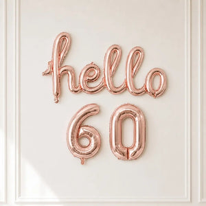 Rose Gold 'hello 60' Birthday Foil Balloon Banner