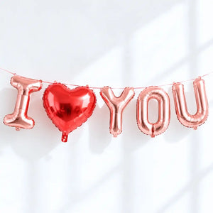 Rose Gold 'I LOVE YOU' with a Large Red Heart Foil Balloons