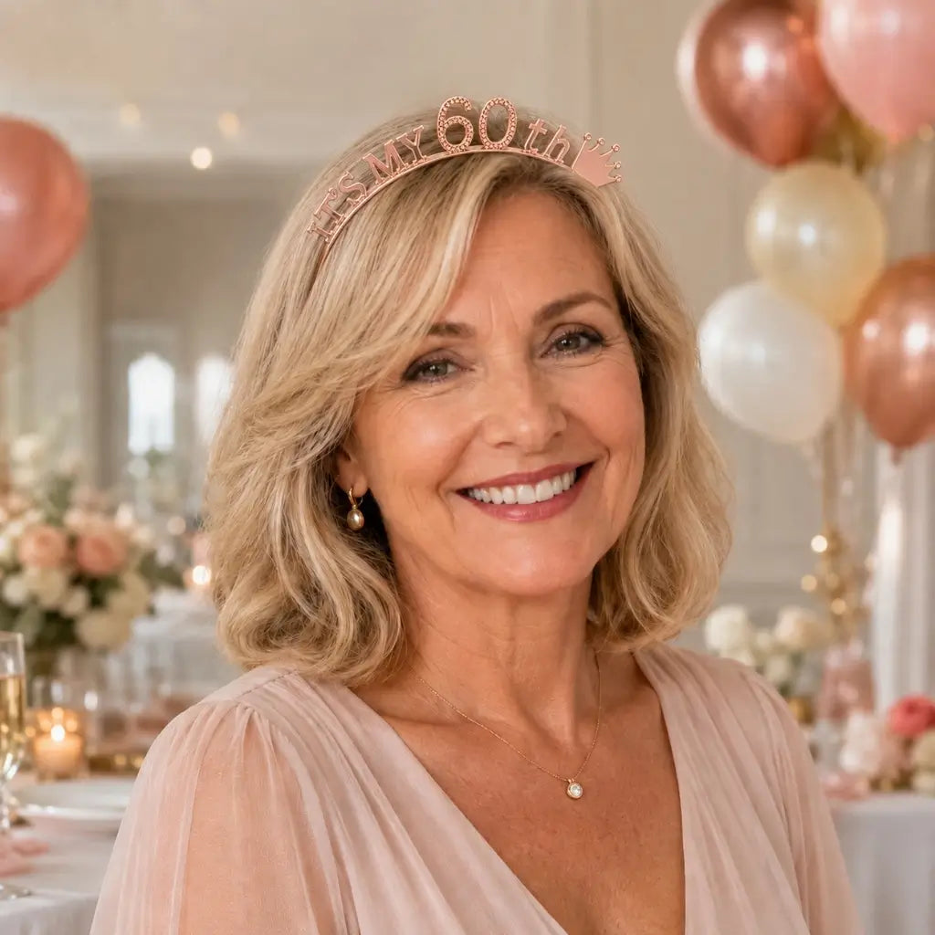 Rose Gold Rhinestone 'It's My 60th' Birthday Crown Tiara