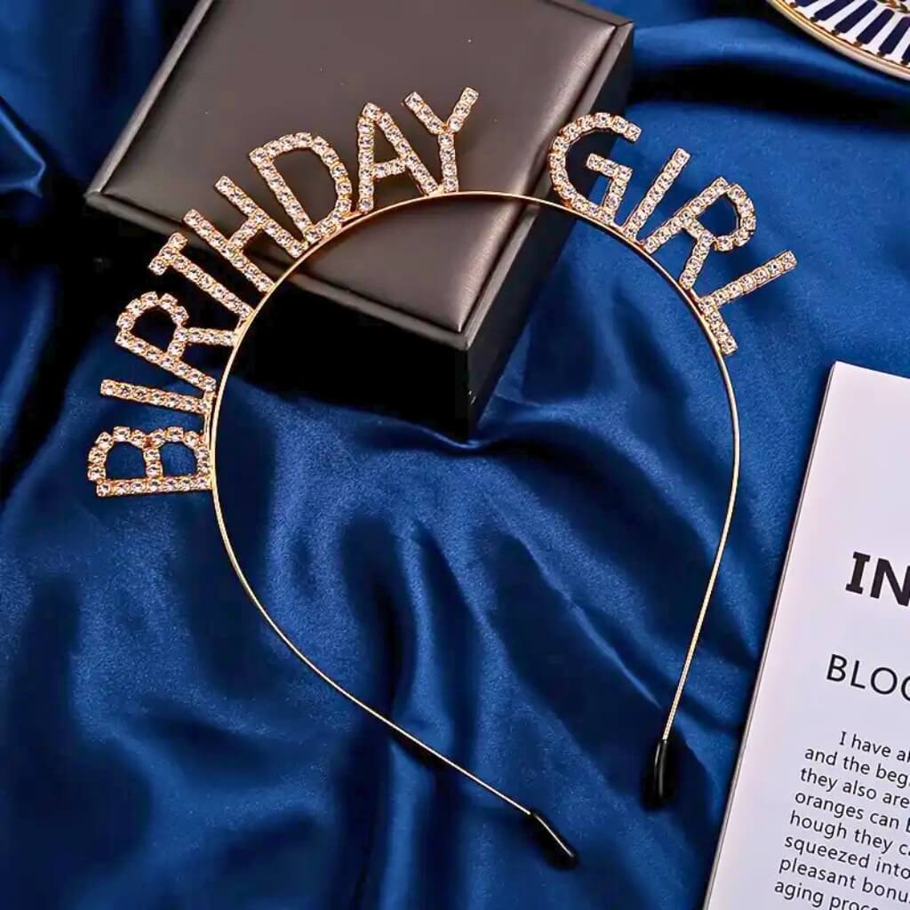 Rose Gold Metal Rhinestone Birthday Girl Tiara Headband Crown Supplies