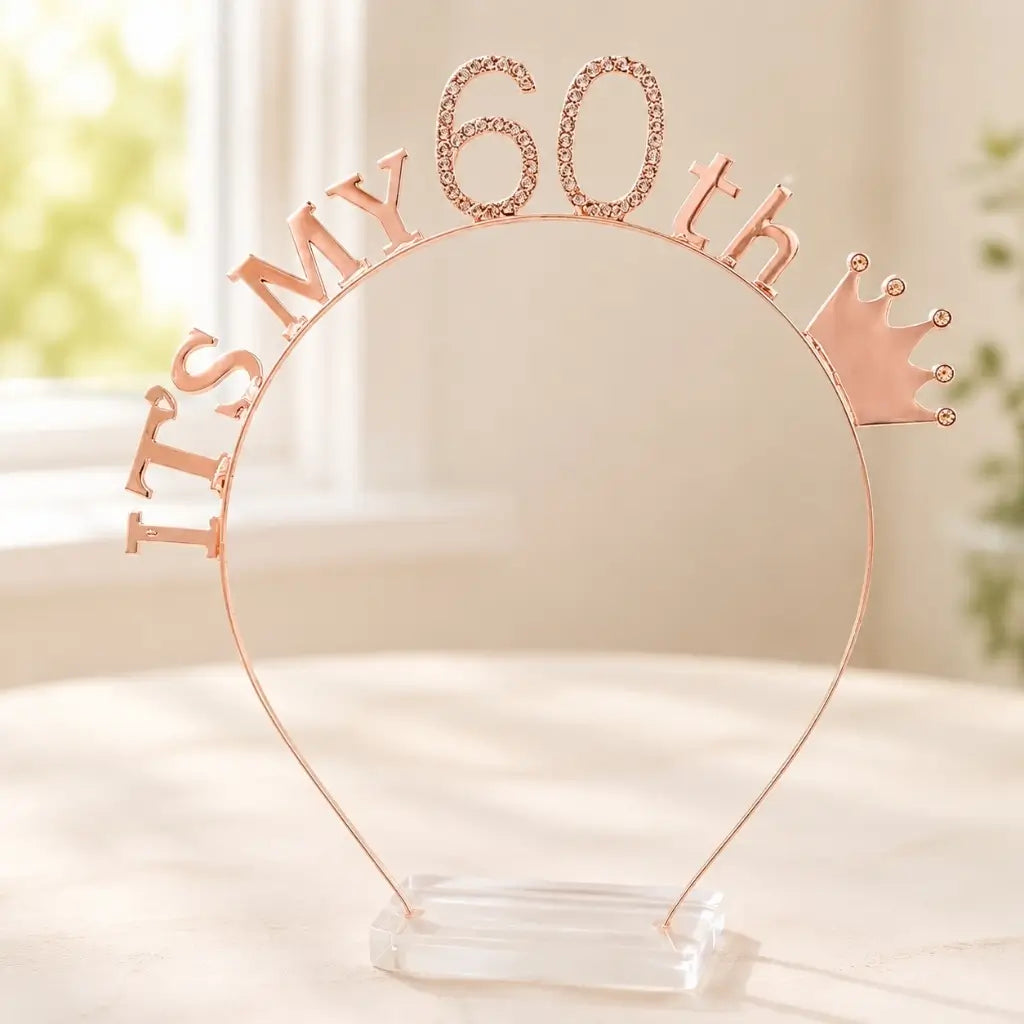 Rose Gold Rhinestone 'It's My 60th' Birthday Crown Tiara